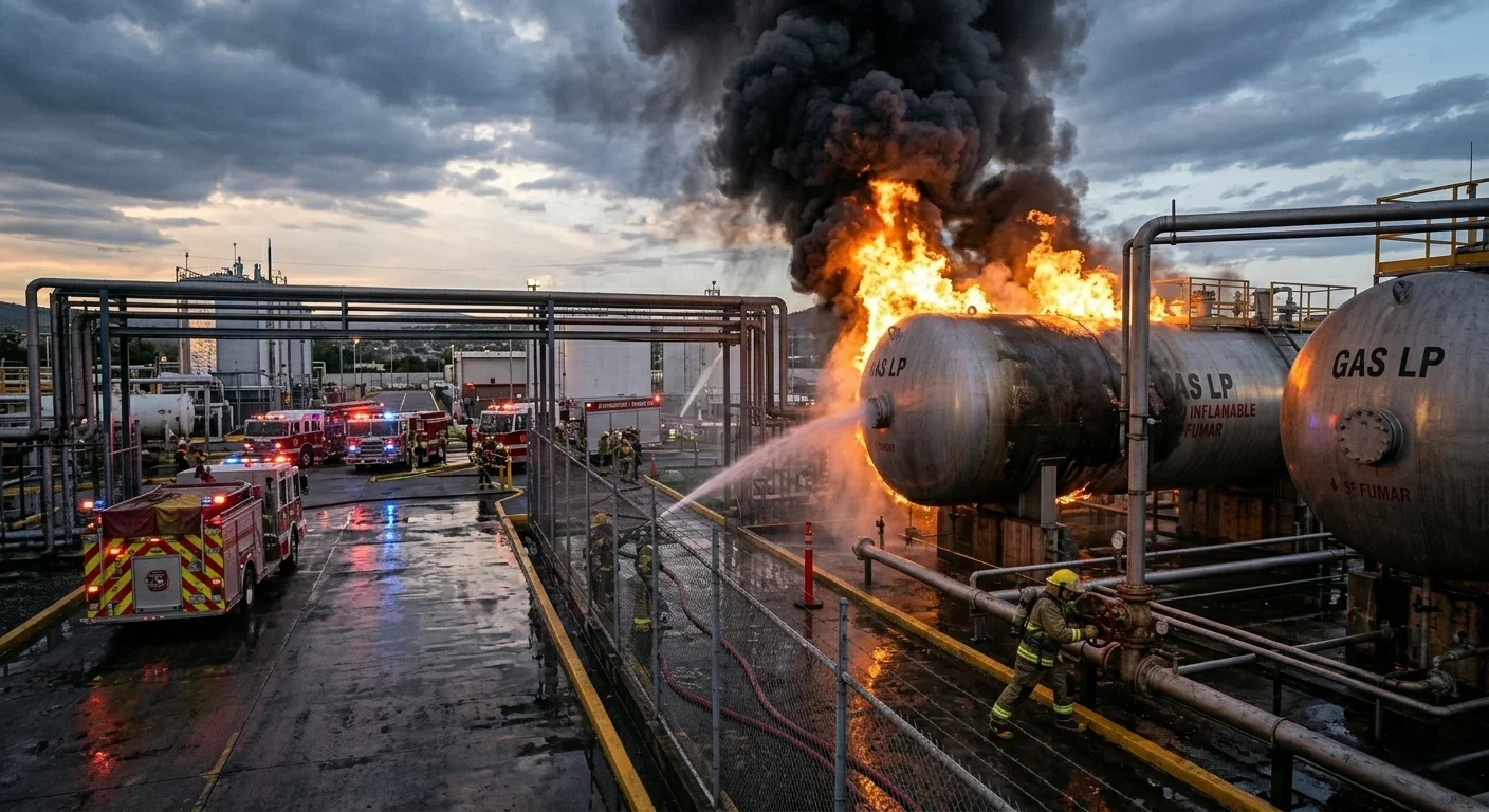 ATENDEMOS SUS VISITAS DE INSPECCION DE SEGURIDAD E HIGIENE, ASÍ COMO DE CAPACITACIÓN Y ADIESTRAMIENTO - 55 3430 0692 - www.inspeccion.com.mx BOMBEROS SOFOCANDO INCENDIO EN TANQUE DE COMBUSTIBLE
